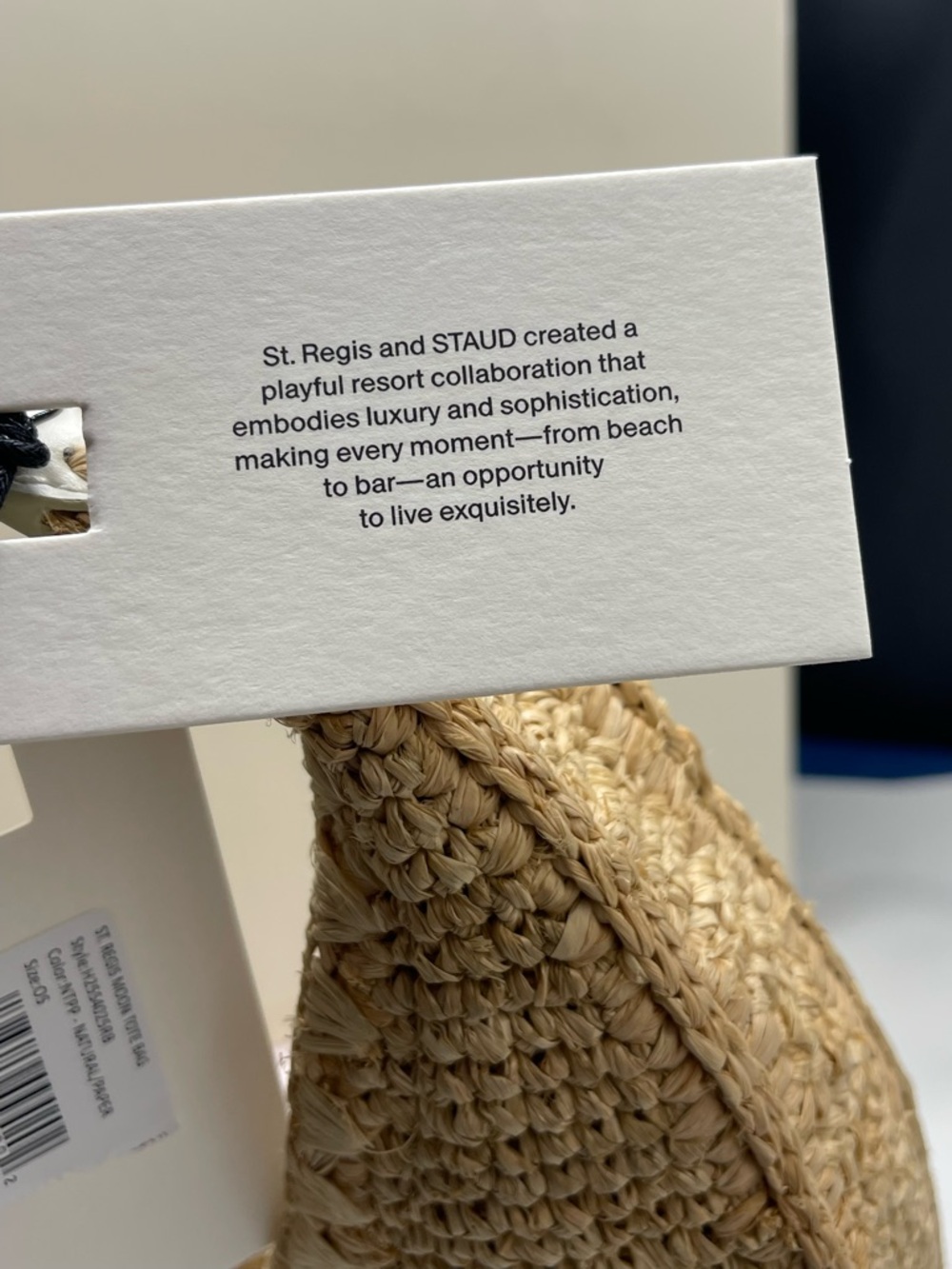$395 STAUD for St. Regis Chic Moon Tote Bag Natural/Paper NWT - Picture 15 of 16